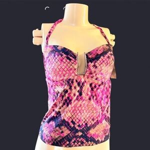 Attention Pink and Purple Halter Top